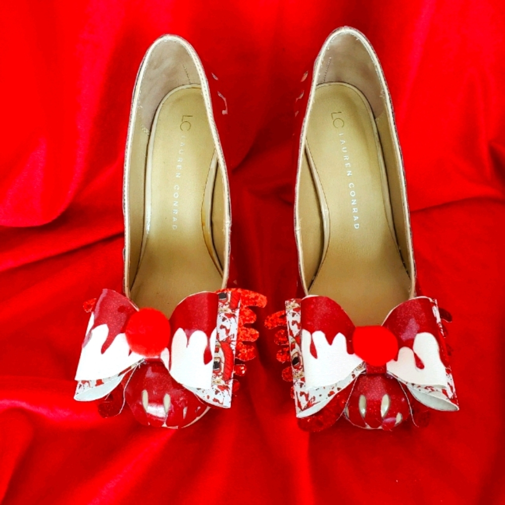 One of a kind blood splatter high heels